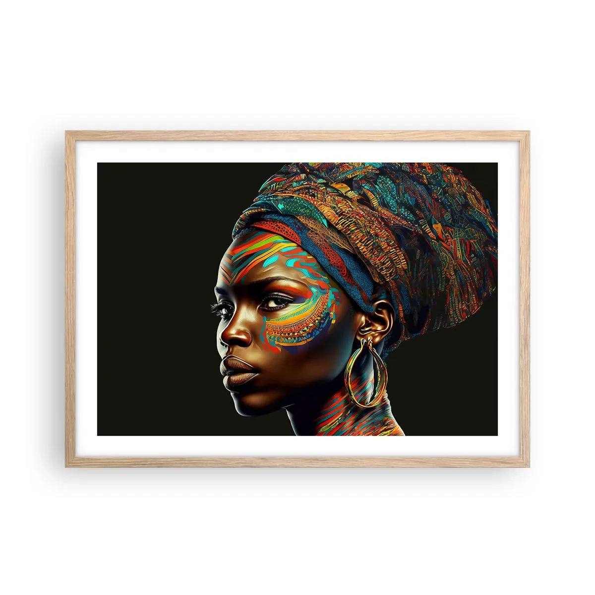 Plakat w ramie jasny dąb - Afrykańska królowa - 70x50 cm