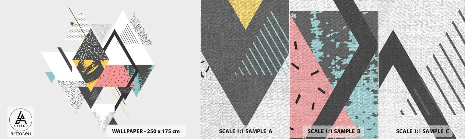 Fototapeta Próbka Premium Canvas - Wariacja na trójkąt i romb - Abstrakcja, Sztuka, Trójkąty - 100x30 cm