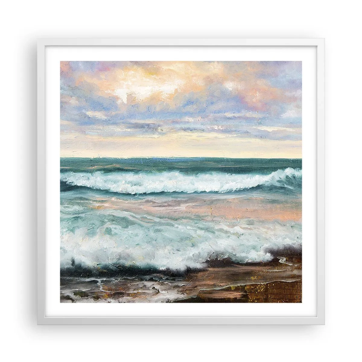 Plakat w białej ramie - Tutaj wygładzisz duszę - 60x60 cm