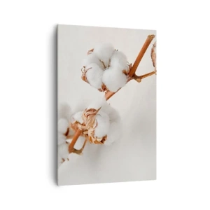 Obraz na płótnie - Gałązka bawełny na subtelnym tle - 70x100cm - Tylko tulić - Nowoczesna dekoracja ścienna do salonu i sypialni ARTTOR