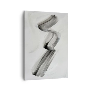 Obraz na płótnie - Minimalistyczny czarno-biały abstrakcyjny pociągnięcie pędzla - 50x70cm - Od niechcenia dla zabawy - Nowoczesna dekoracja ścienna do salonu, kuchni i sypialni ARTTOR