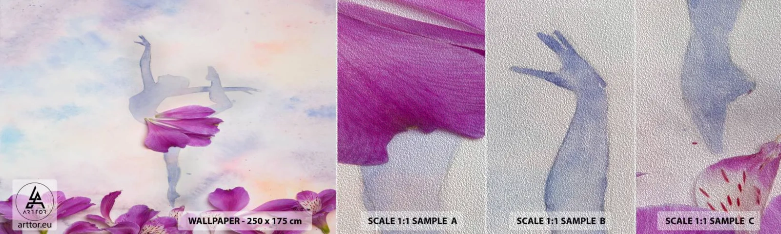 Fototapeta Próbka Premium Sand - Delikatna jak kwiat - Abstrakcja, Baletnica, Taniec - 100x30 cm