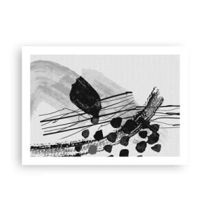 Plakat - Czarno-biała abstrakcja organiczna - 70x50 cm