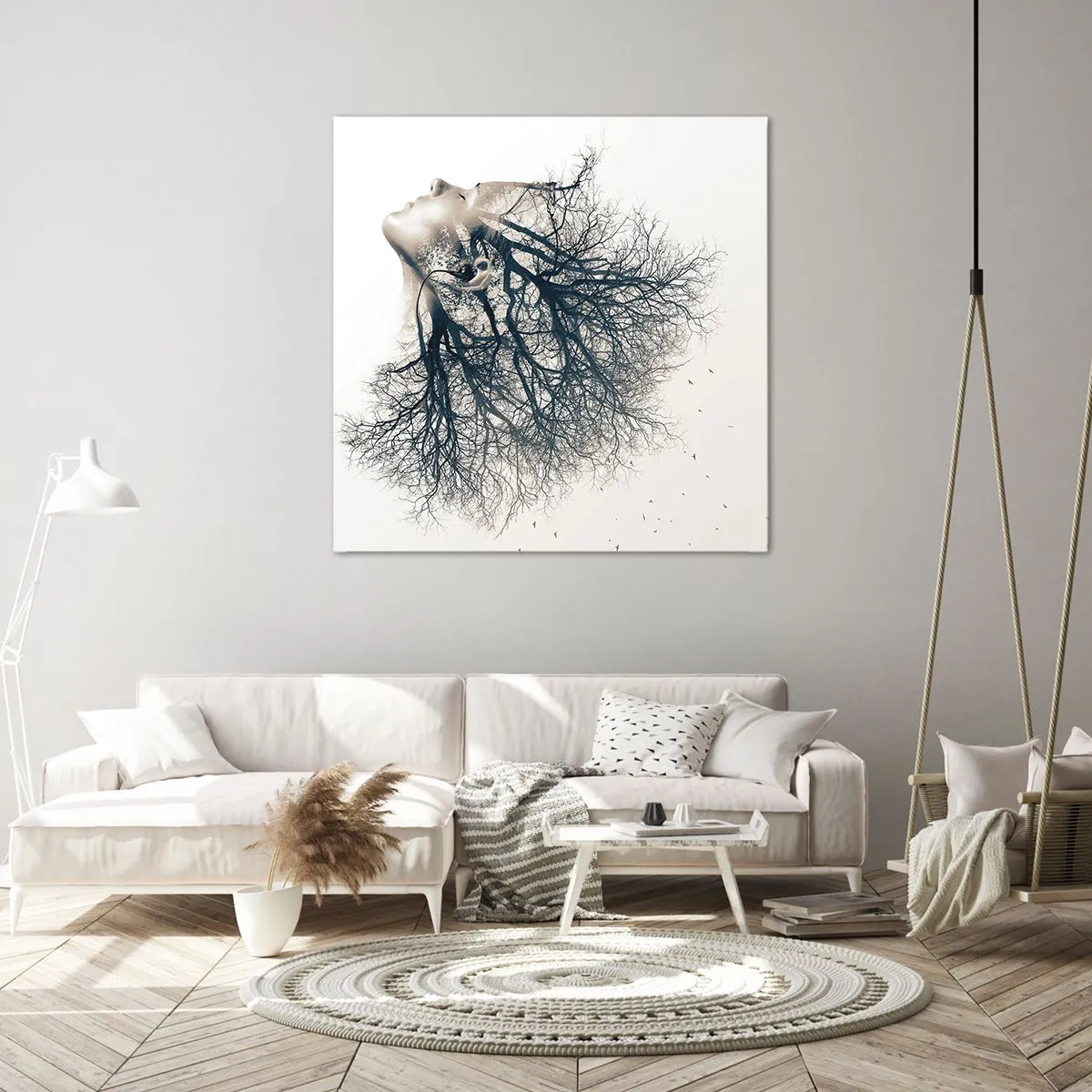 Obraz na płótnie - Zasłuchana w szept drzewa - 40x40 cm