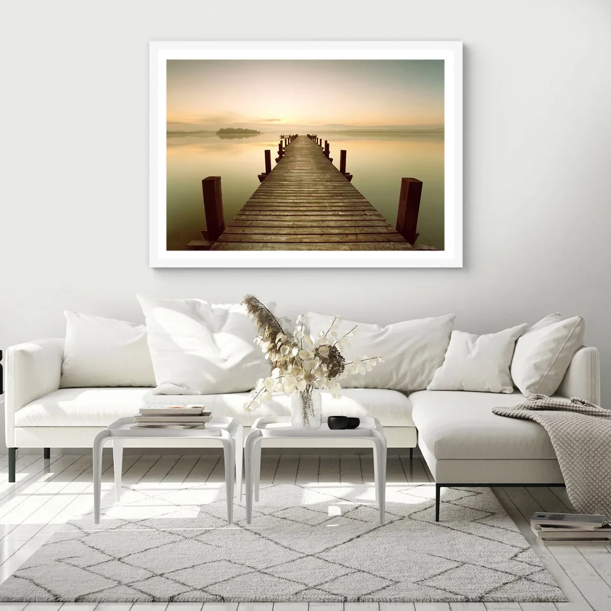 Plakat w białej ramie - Przedświt, świtanie, światło - 50x40 cm