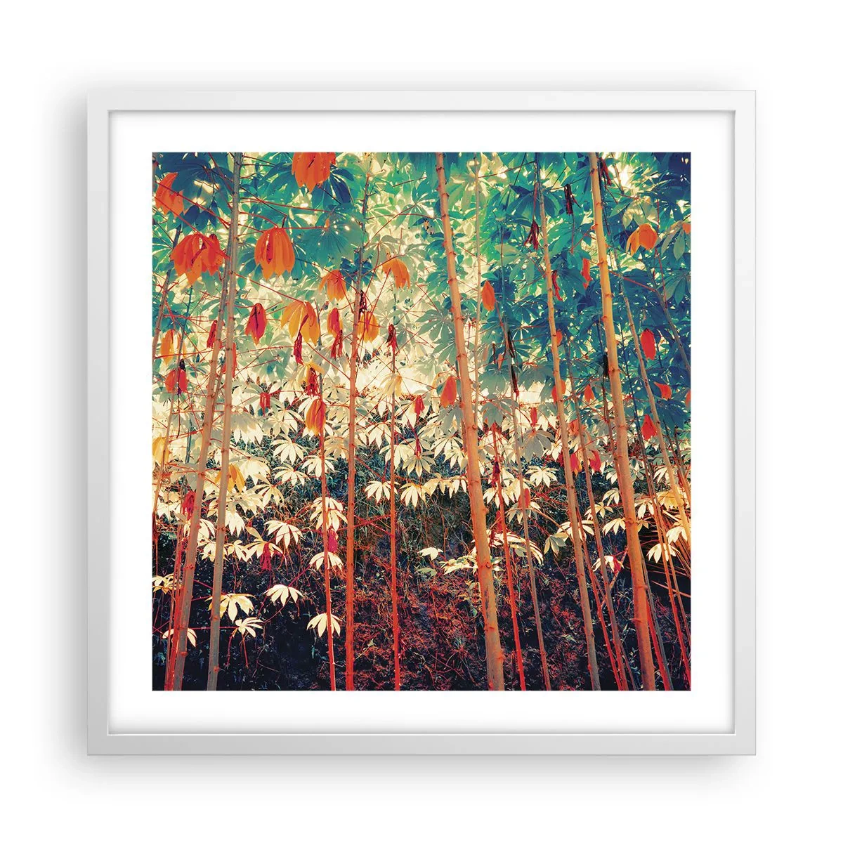 Plakat w białej ramie - Tajemne życie liści - 50x50 cm