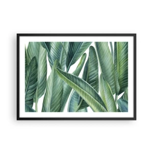 Plakat w czarnej ramie - Zielone liście w minimalistycznym, botanicznym stylu - 70x50cm - Zieleń sama w sobie - Nowoczesna dekoracja ścienna do salonu i sypialni ARTTOR