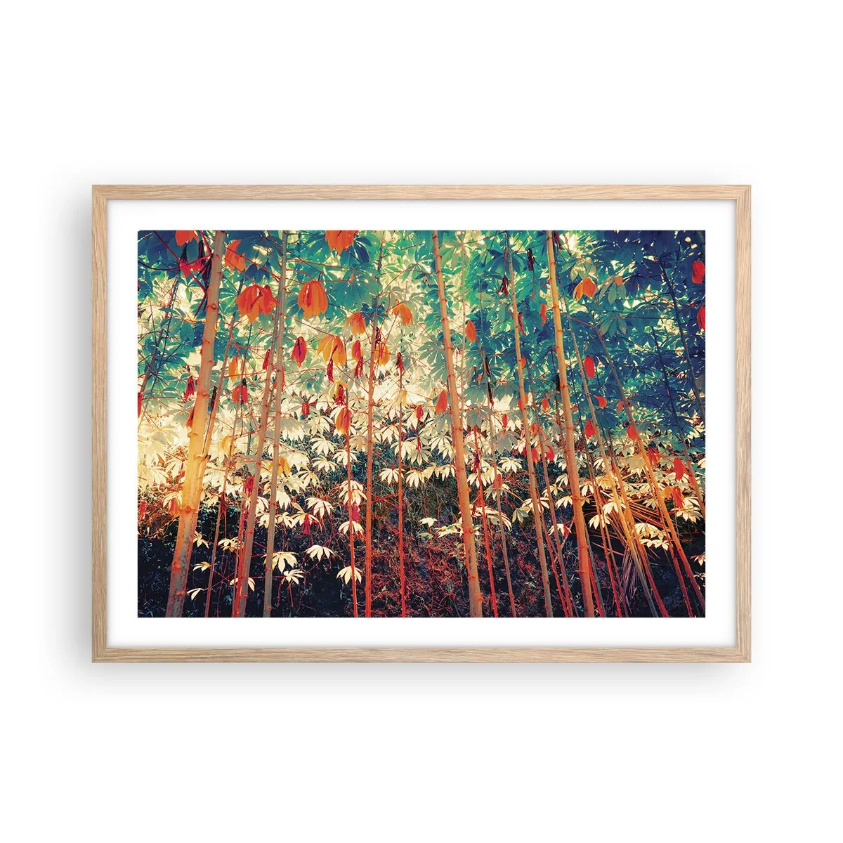 Plakat w ramie jasny dąb - Tajemne życie liści - 70x50 cm