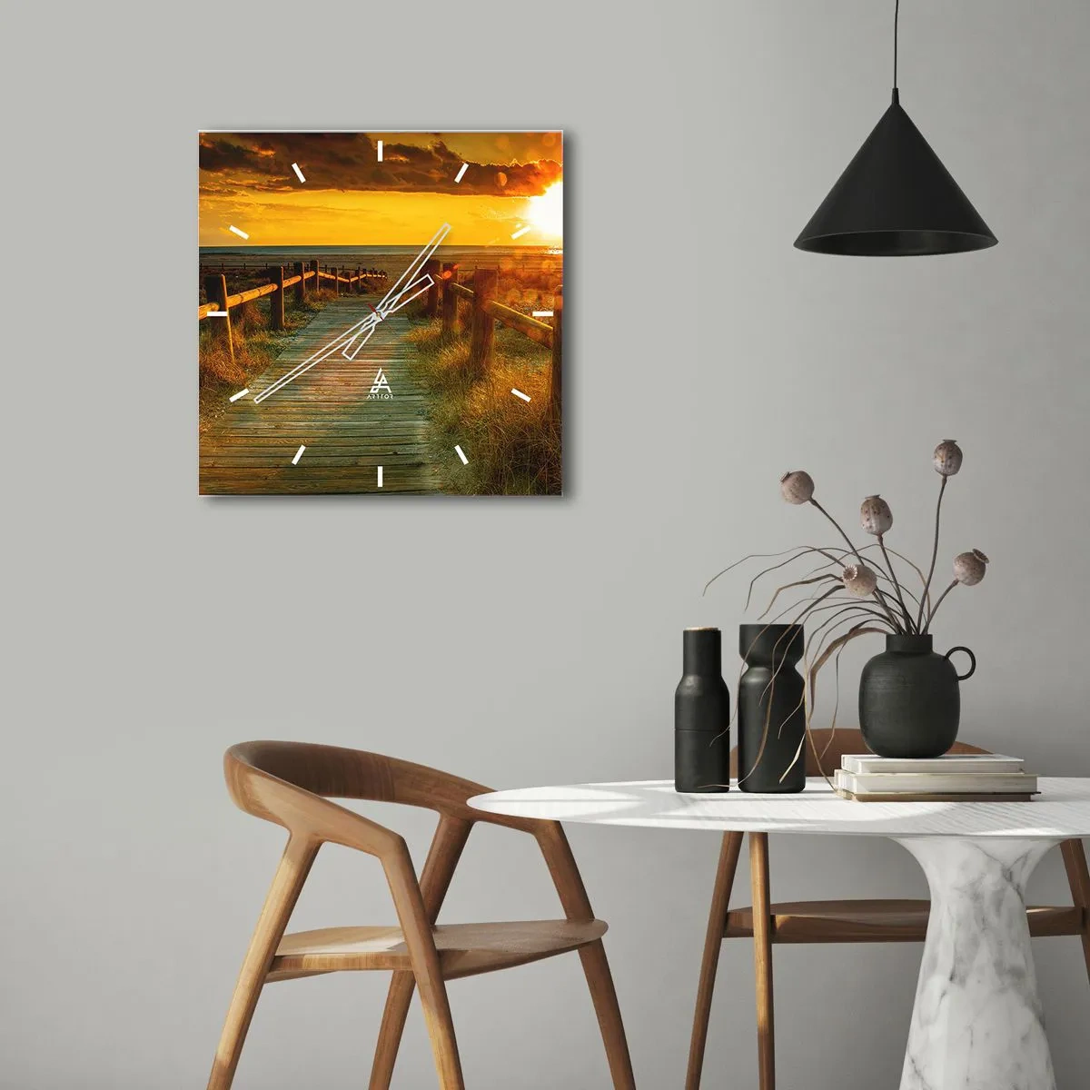 Zegar ścienny - Skąpane w starym złocie - 40x40 cm