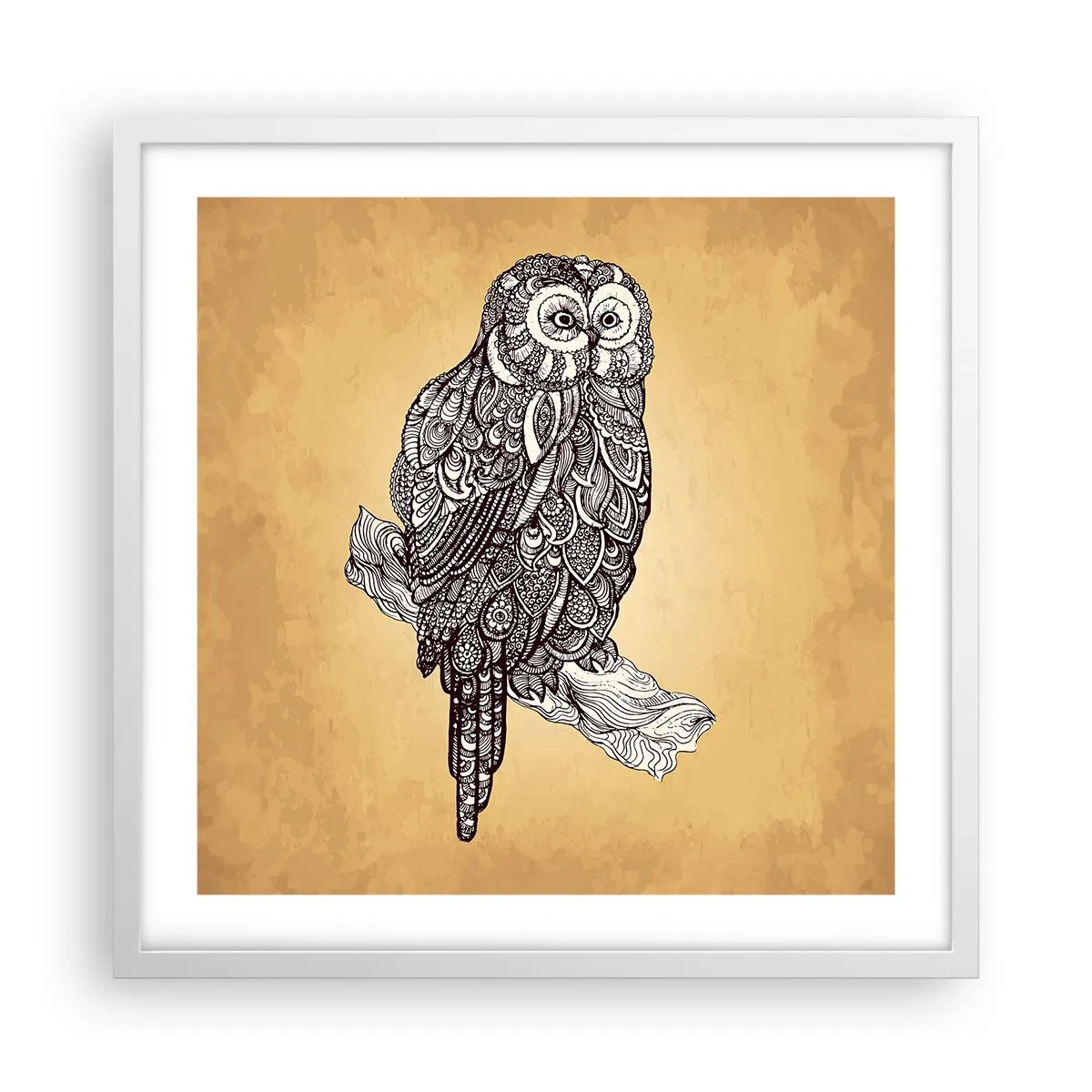 Plakat w białej ramie - Misterne ornamenty mądrości - 50x50 cm