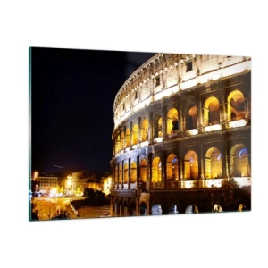 Obraz na szkle - Koloseum nocą z podświetlonymi łukami - 120x80cm - Igrzyska czas zacząć - Nowoczesna dekoracja ścienna do salonu, kuchni i sypialni ARTTOR