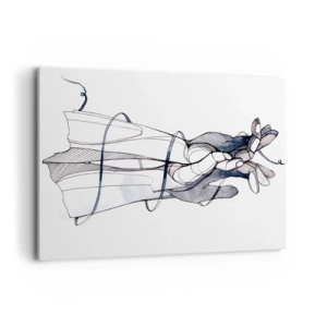 Obraz na płótnie - Subtelny rysunek dłoni z delikatnym kwiatem - 100x70cm - Studium dotyku - Nowoczesna dekoracja ścienna do salonu, kuchni i sypialni ARTTOR