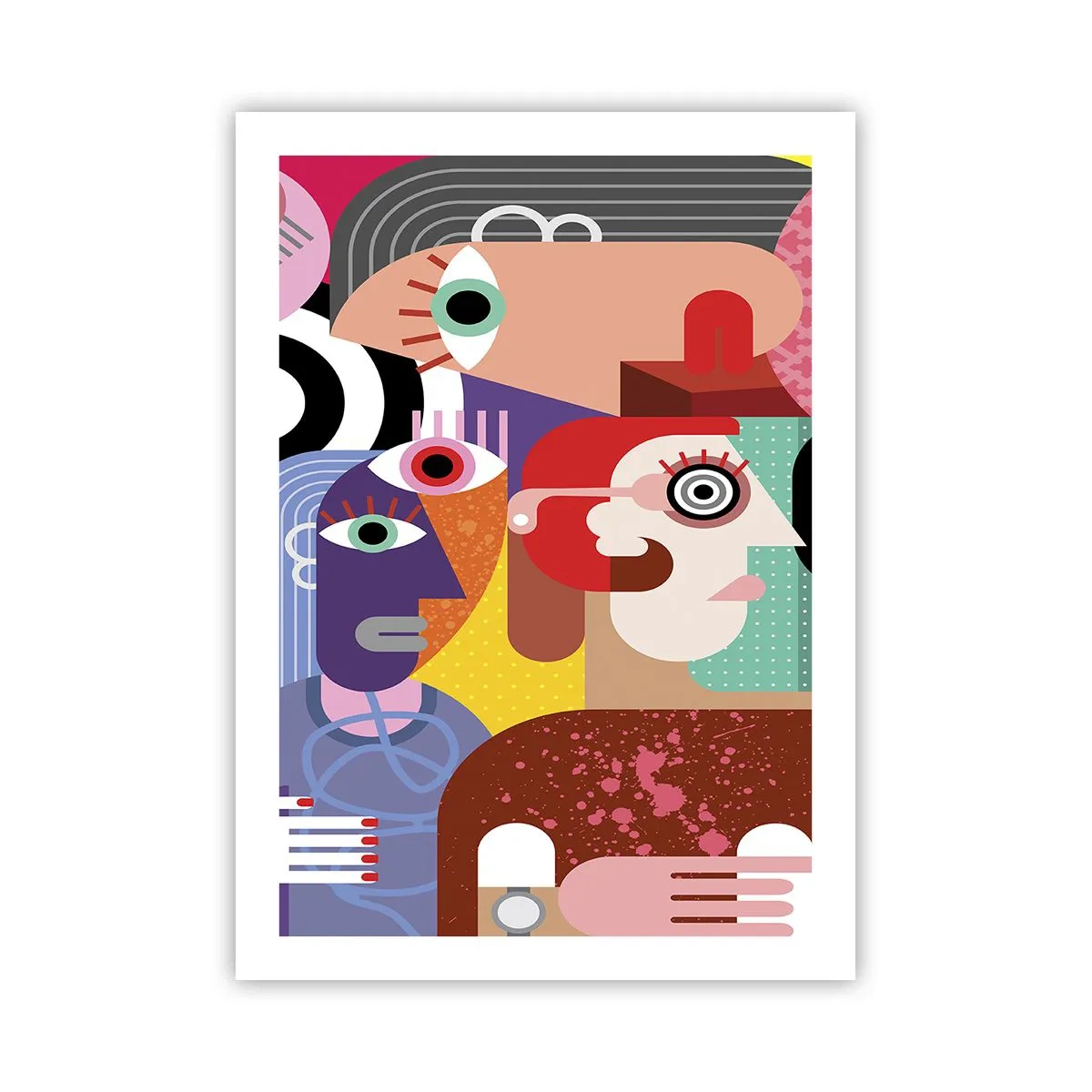 Plakat - Kolorowe abstrakcyjne twarze w stylu kubistycznym - 50x70cm - My od pana Picassa - Nowoczesna dekoracja ścienna do salonu, kuchni i sypialni ARTTOR