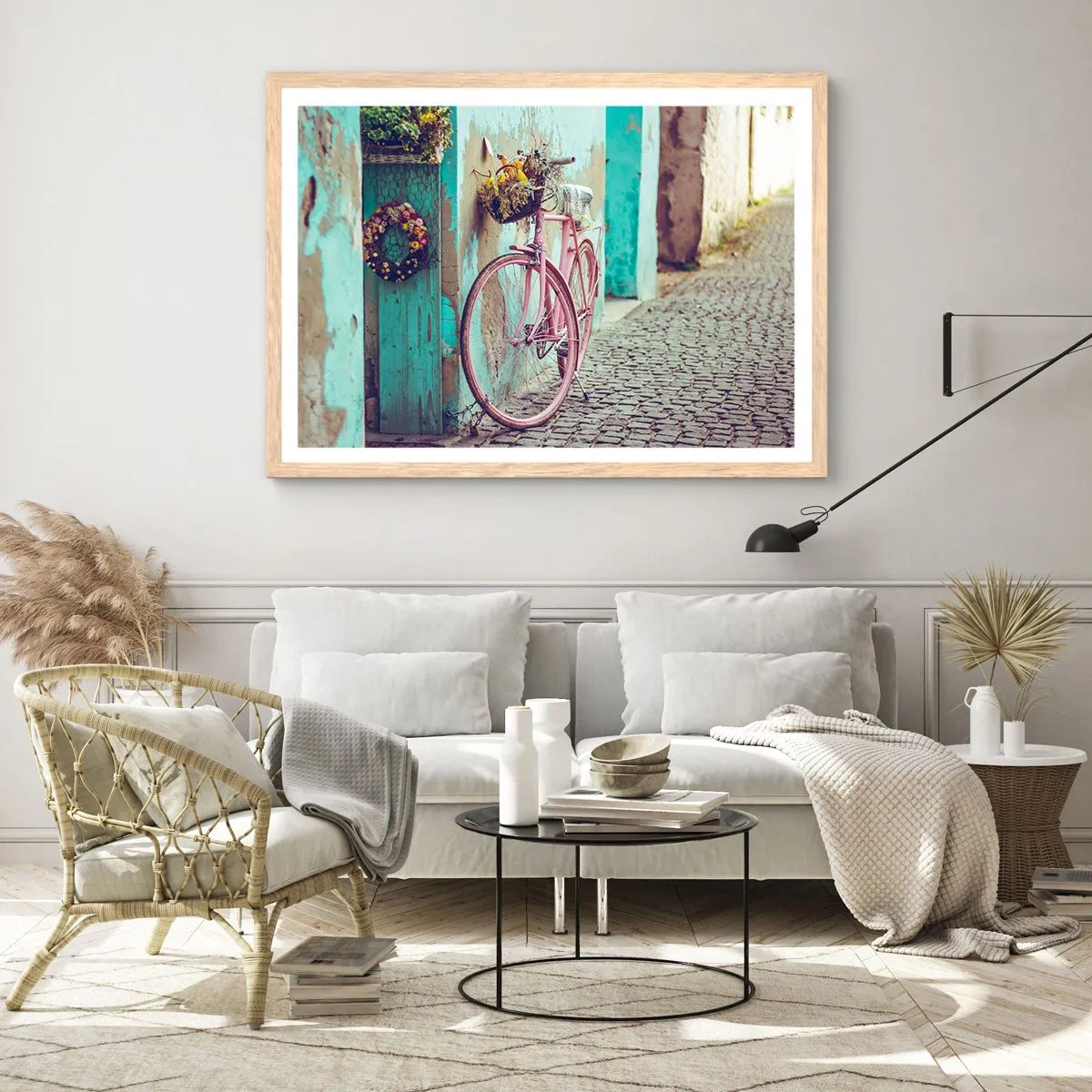 Plakat w ramie jasny dąb - Zaraz wracam - 91x61 cm