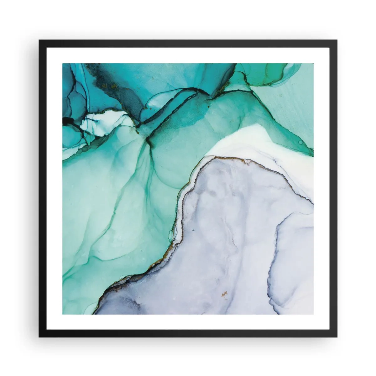 Plakat w czarnej ramie - Studium w turkusie - 60x60 cm