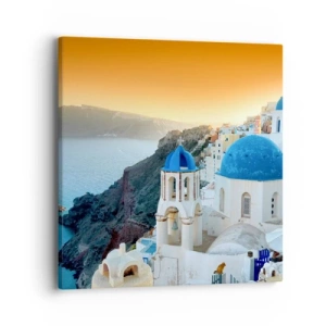 Obraz na płótnie - Santorini - przytulone do skał - 40x40 cm