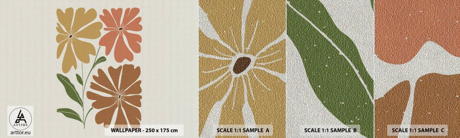 Fototapeta Próbka Premium Sand - Natura i geometria - Boho, Kwiaty, Minimalizm - 100x30 cm