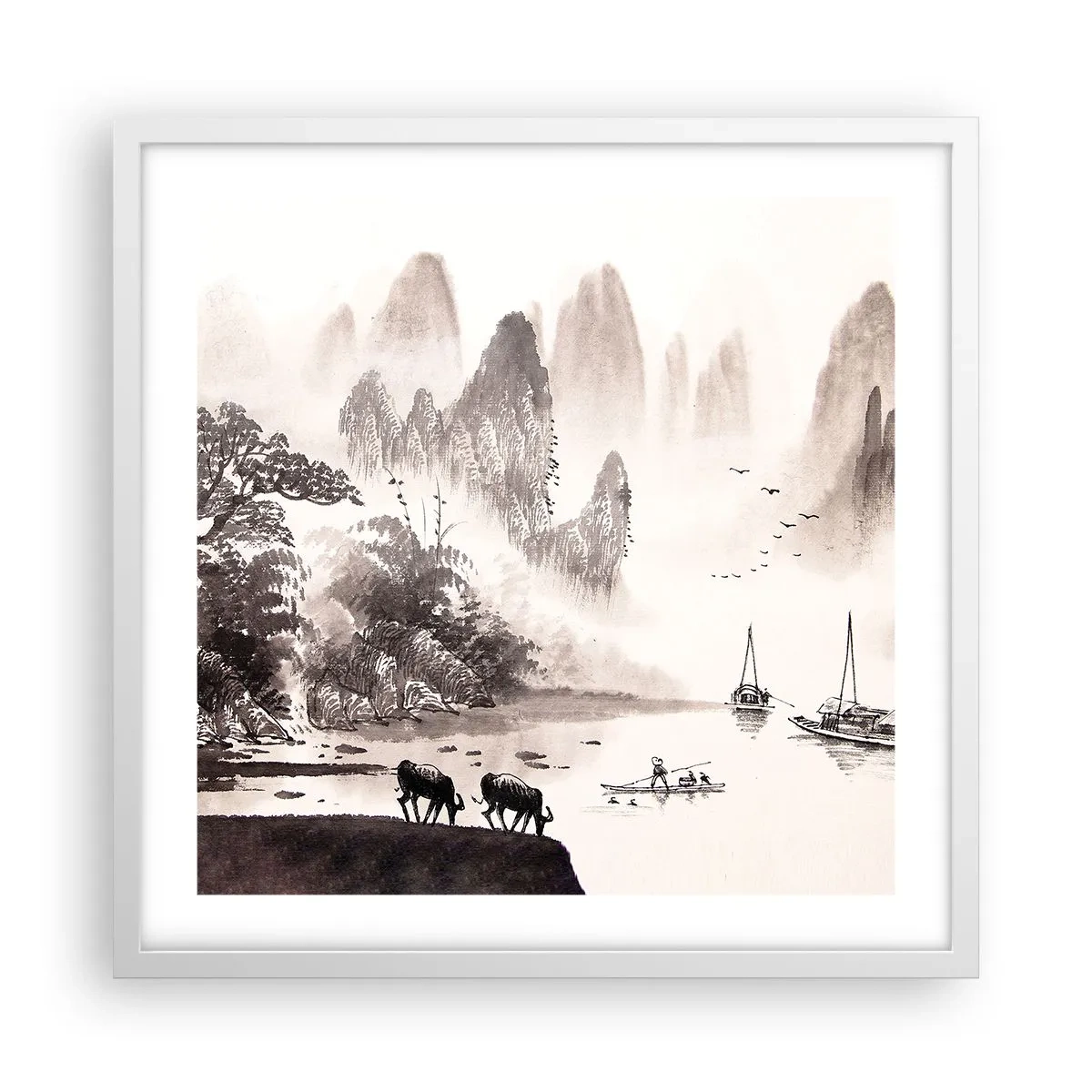 Plakat w białej ramie - Egzotyczna codzienność Wschodu - 50x50 cm