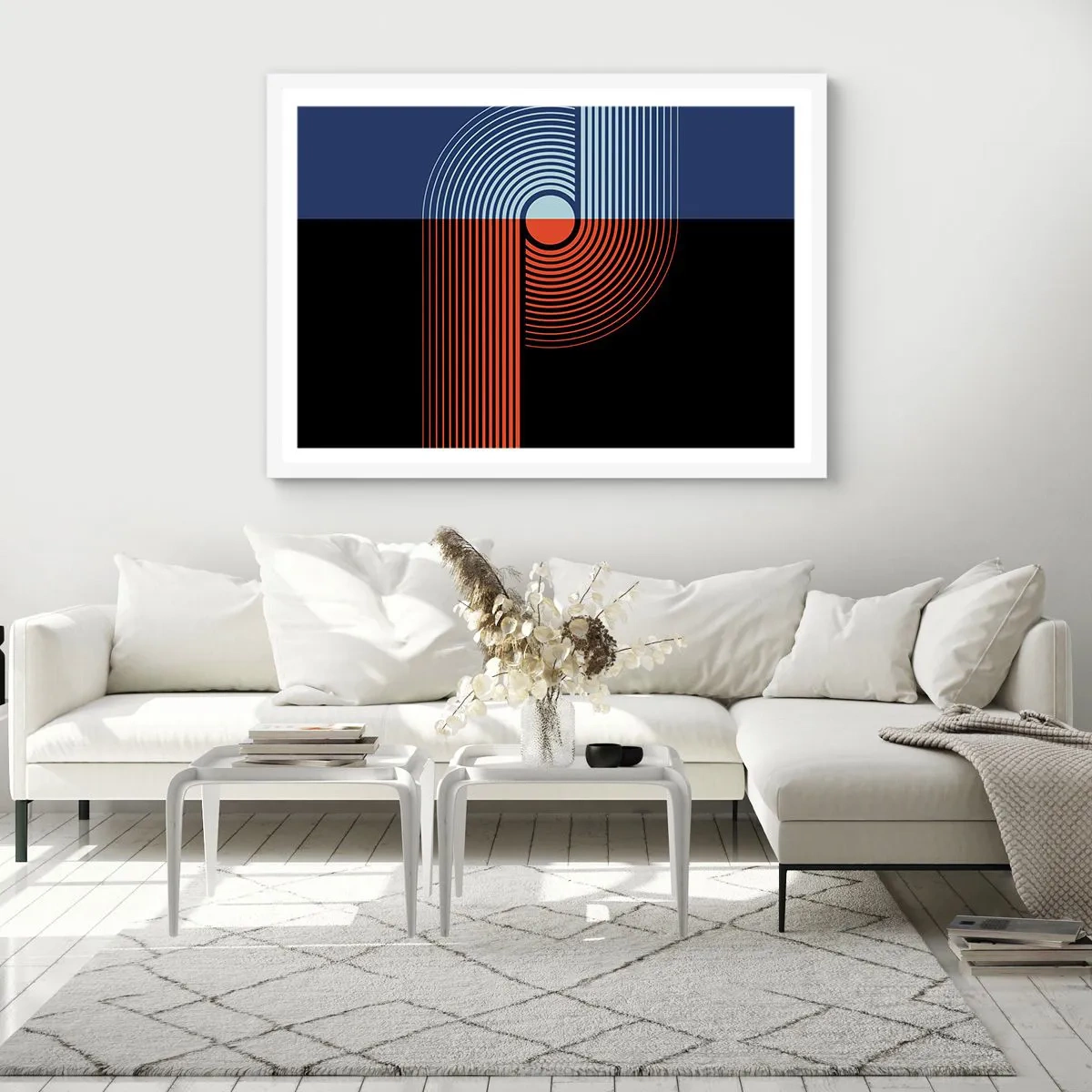 Plakat w białej ramie - W geometrycznym uścisku - 40x30 cm