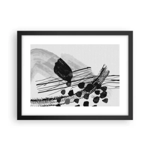Plakat w czarnej ramie - Czarno-biała abstrakcja organiczna - 40x30 cm