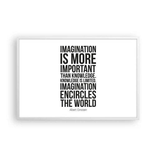 Plakat w białej ramie - Einstein o mocy wyobraźni - 91x61 cm