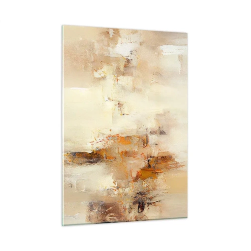 Obraz na szkle - Abstrakcja w odcieniach bursztynu, beżu i brązu - 50x70cm - Dusza bursztynu - Nowoczesna dekoracja ścienna do salonu, kuchni i sypialni ARTTOR