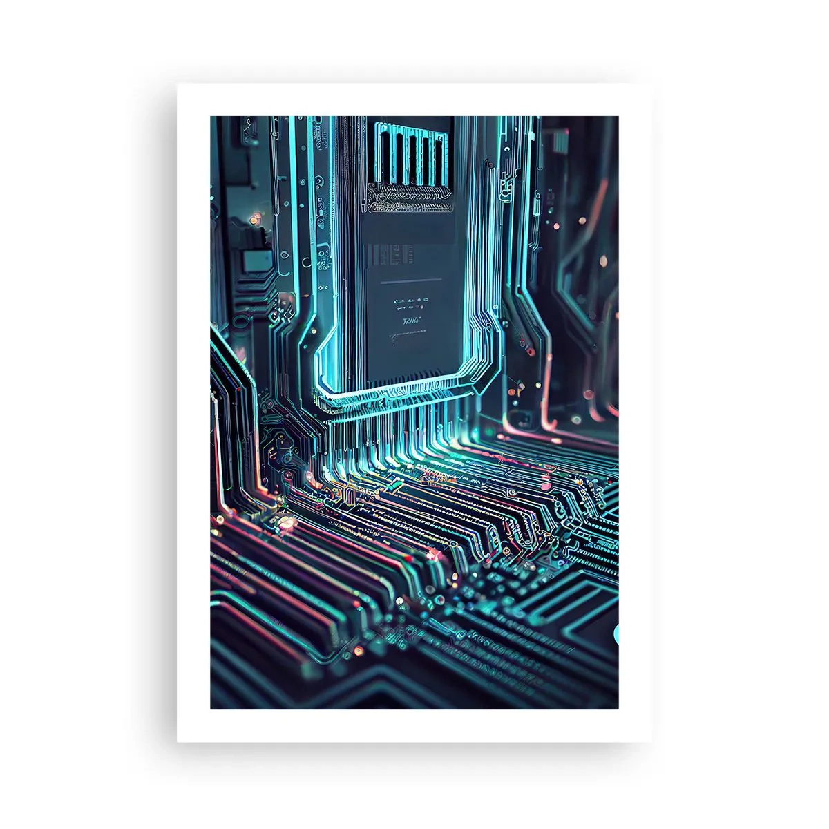 Plakat - Futurystyczna wizja układu scalonego - 50x70cm - Tak sobie myślę… - Nowoczesna dekoracja ścienna do salonu, kuchni i sypialni ARTTOR