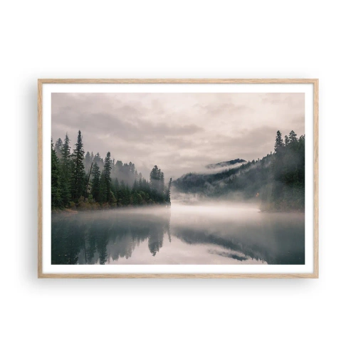Plakat w ramie jasny dąb - W zadumie, we mgle - 100x70 cm