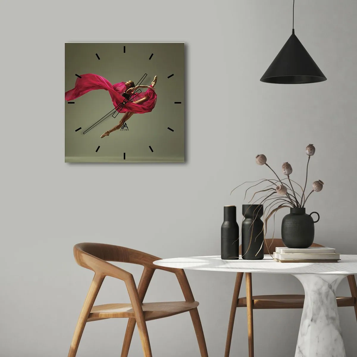 Zegar ścienny - Tańczący płomień - 40x40 cm