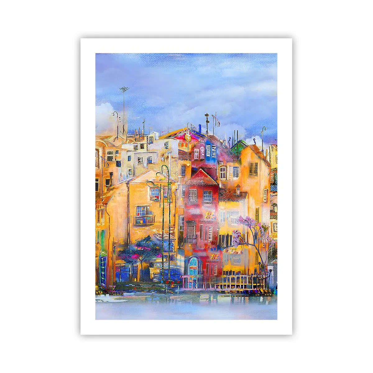 Plakat - Kolorowe kamienice w artystycznym stylu - 50x70cm - Jesteśmy razem - Nowoczesna dekoracja ścienna do salonu, kuchni i sypialni ARTTOR