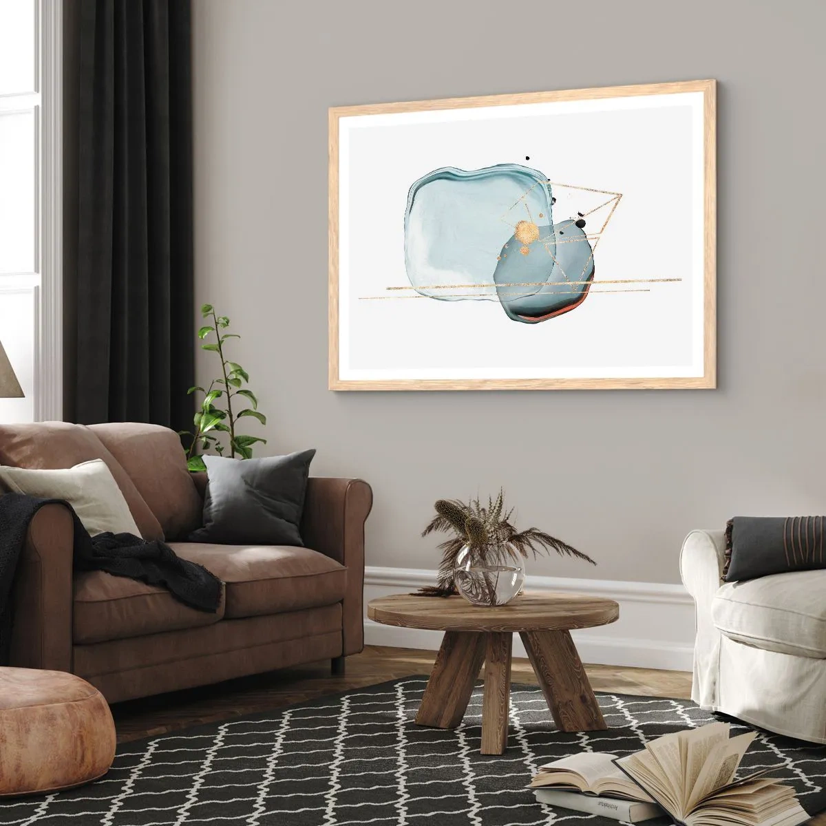 Plakat w ramie jasny dąb - Studium kropli - 70x50 cm