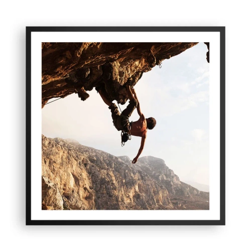 Plakat w czarnej ramie - Świat skurczony w garści na obrywie głazu - 60x60 cm