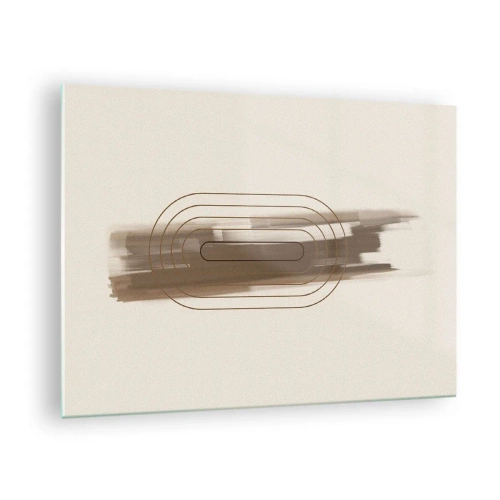Obraz na szkle - Abstrakcja w odcieniach brązu z minimalistycznym wzorem - 70x50cm - Powiew szarości - Nowoczesna dekoracja ścienna do salonu i sypialni ARTTOR