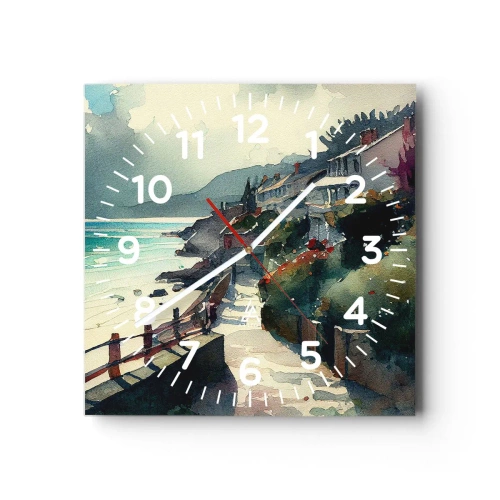 Zegar ścienny - Śródziemnomorskie miasteczko - 40x40 cm