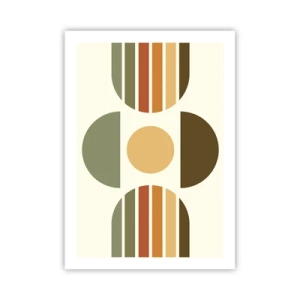 Plakat - Abstrakcyjny geometryczny wzór w odcieniach ziemi z kołem i półkolami - 50x70cm - W kolorach ziemi - Nowoczesna dekoracja ścienna do salonu, kuchni i sypialni ARTTOR