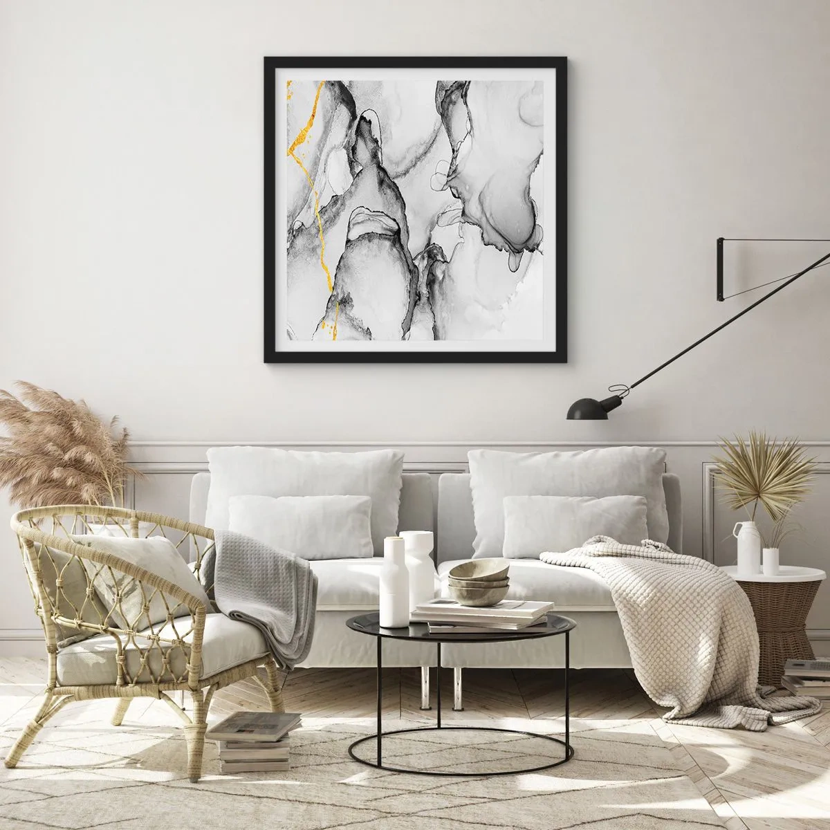 Plakat w czarnej ramie - Kompozycja z motywem złota - 60x60 cm