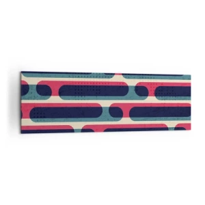 Obraz na płótnie - Geometryczny wzór w stylu retro z pastelowymi barwami - 160x50cm - W głąb i do przodu - Nowoczesna dekoracja ścienna do salonu i sypialni ARTTOR