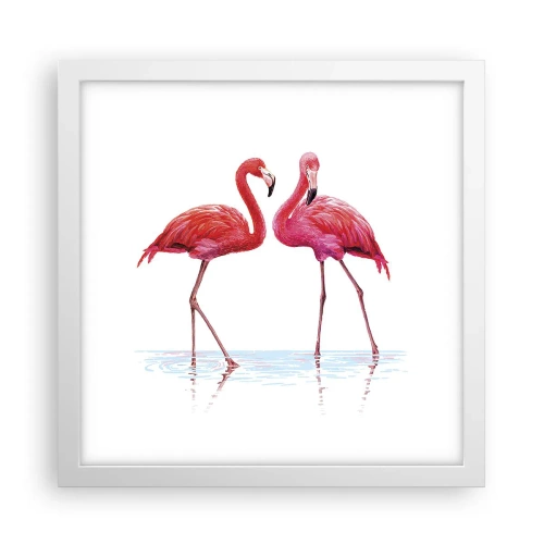 Plakat w białej ramie - Różowe randez-vous - 30x30 cm