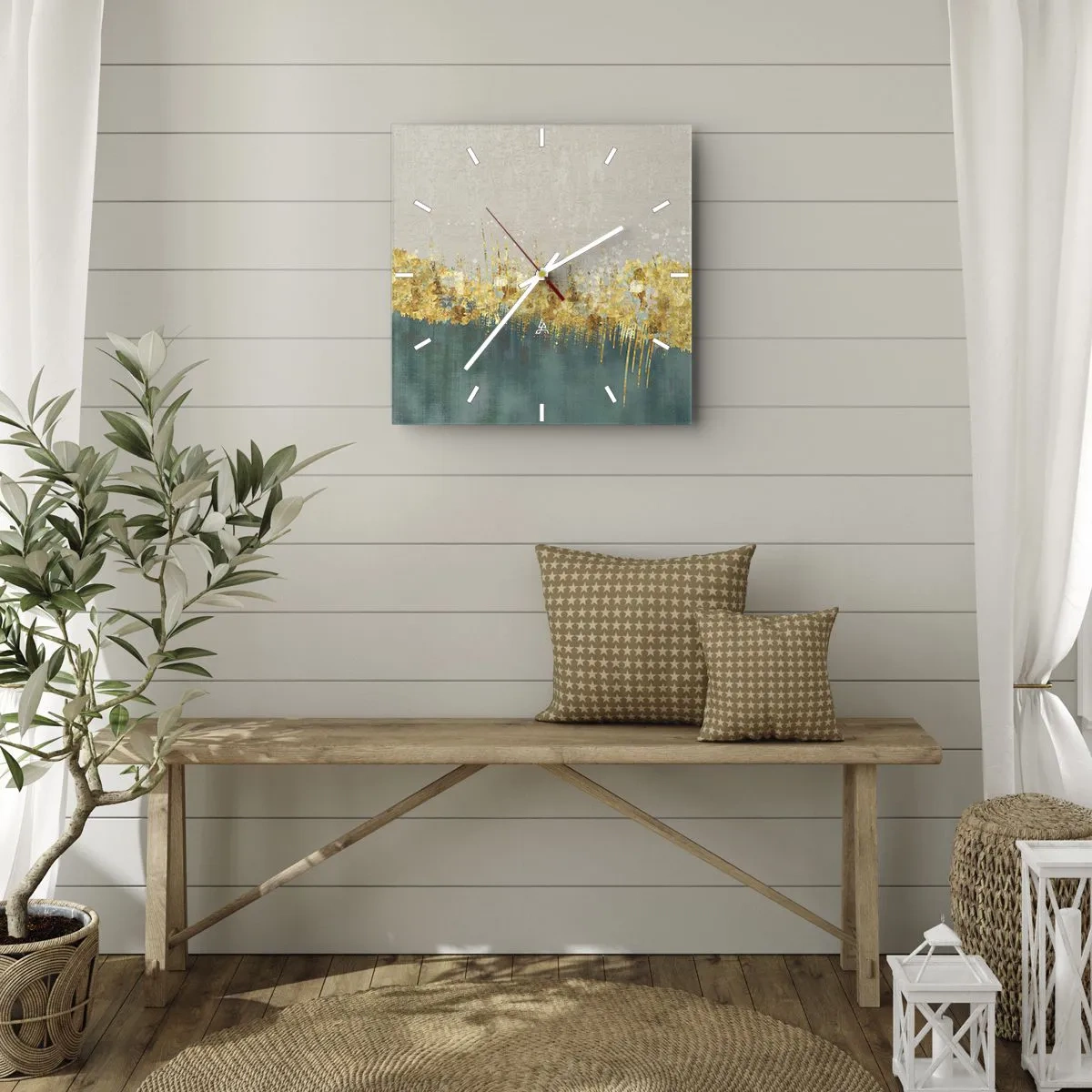 Zegar ścienny - Złota granica - 40x40 cm