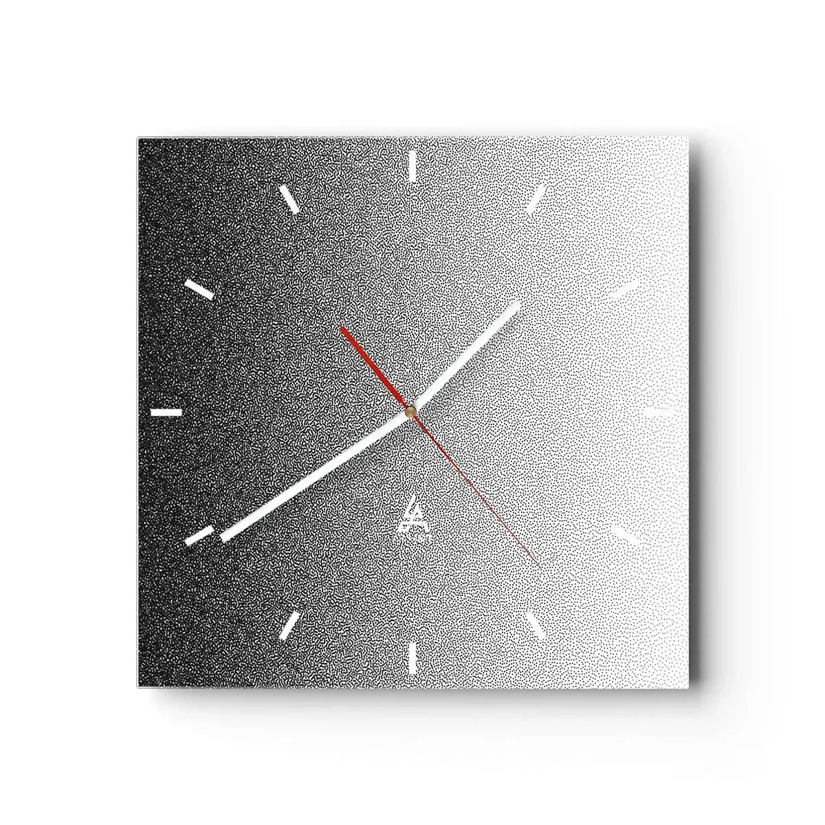 Zegar ścienny - Minimalistyczny gradient czerni i bieli w punkcie - 30x30cm - W stronę światła - Nowoczesna dekoracja ścienna do salonu i sypialni ARTTOR