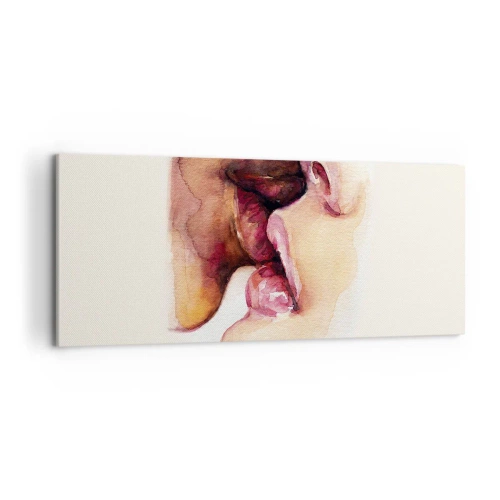 Obraz na płótnie - Akwarelowy obrazek przedstawiający zbliżenie twarzy - 120x50cm - Jak noc i dzień, ziemia i niebo - Nowoczesna dekoracja ścienna do salonu i sypialni ARTTOR