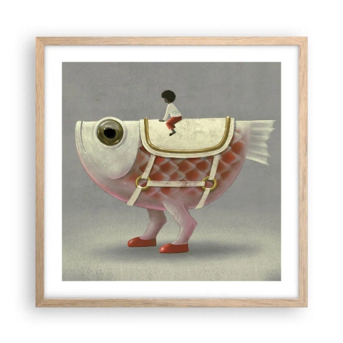 Plakat w ramie jasny dąb - Ryboński jeździec - 50x50 cm