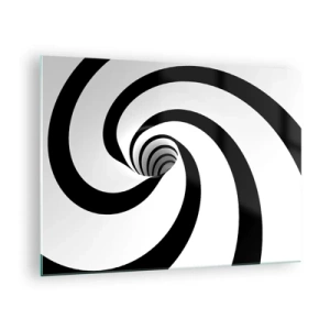 Obraz na szkle - Hipnotyczny wzór spirali w czerni i bieli - 70x50cm - Poddać się wirowi? - Nowoczesna dekoracja ścienna do salonu i sypialni ARTTOR