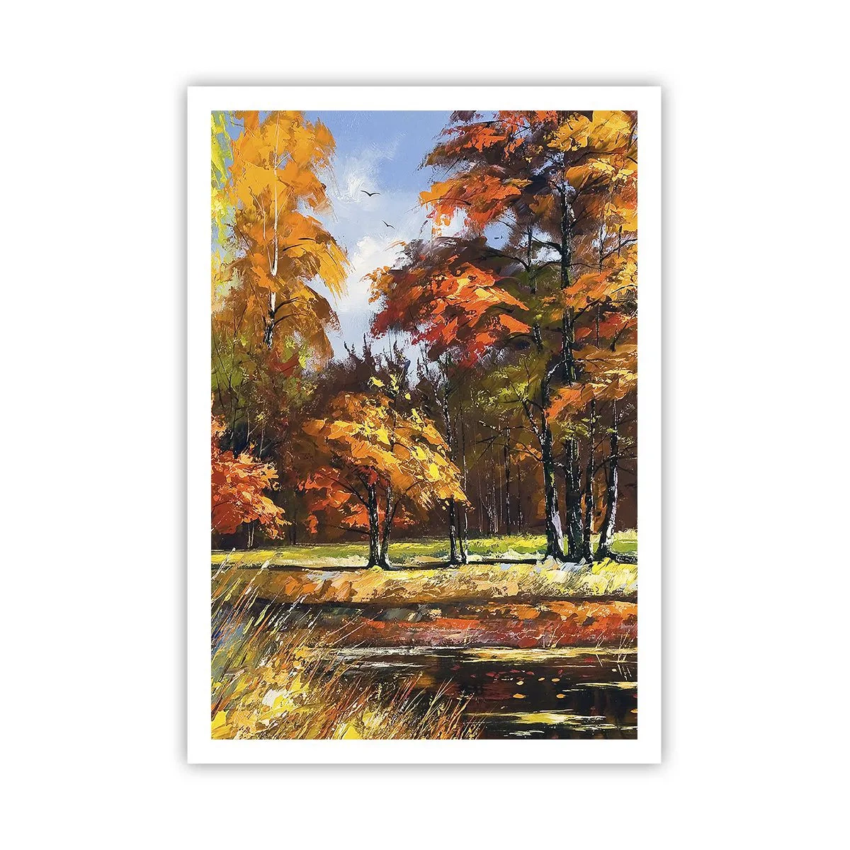 Plakat - Pejzaż w złocie i brązie - 70x100 cm