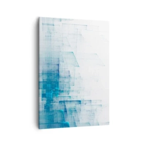 Obraz na płótnie - Abstrakcyjna kompozycja geometryczna w odcieniach błękitu - 50x70cm - Jak stała się przestrzeń - Nowoczesna dekoracja ścienna do salonu, kuchni i sypialni ARTTOR