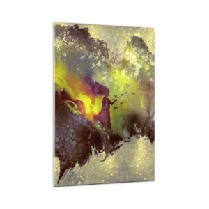 Obraz na szkle - Artystyczna sylwetka kobiety z naturą w tle - 80x120cm - Matka Natura - Nowoczesna dekoracja ścienna do salonu i sypialni ARTTOR