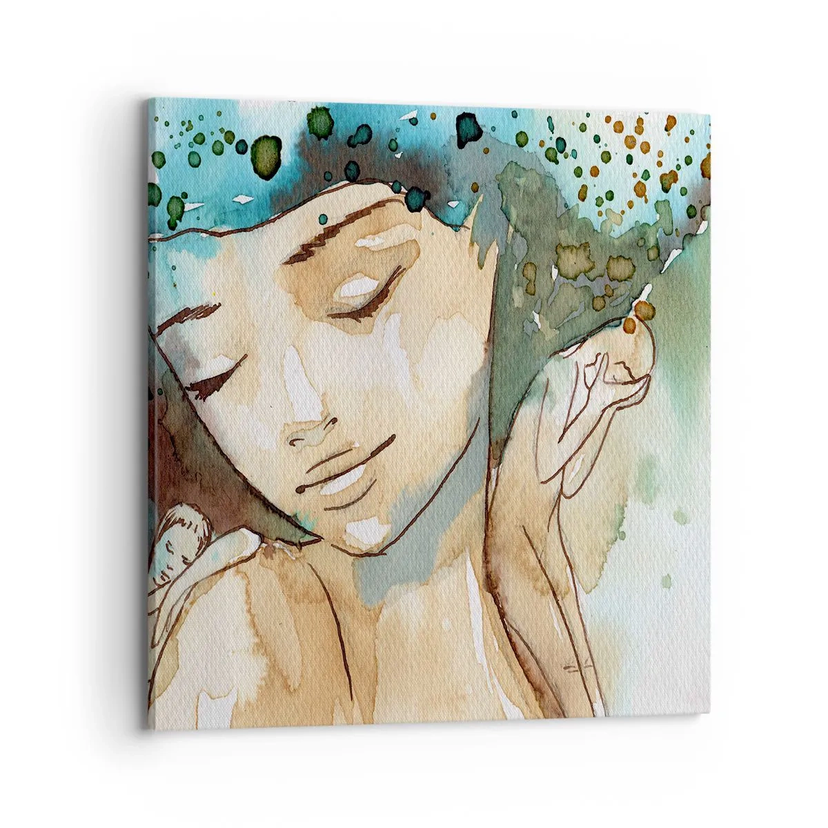 Obraz na płótnie - Lady in blue - 70x70 cm