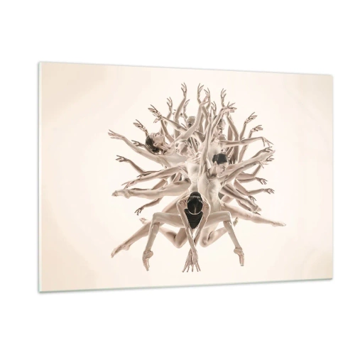Obraz na szkle - Kompozycja tancerek w artystycznym układzie dynamicznym - 120x80cm - Rozkwitanie w tańcu - Nowoczesna dekoracja ścienna do salonu, kuchni i sypialni ARTTOR