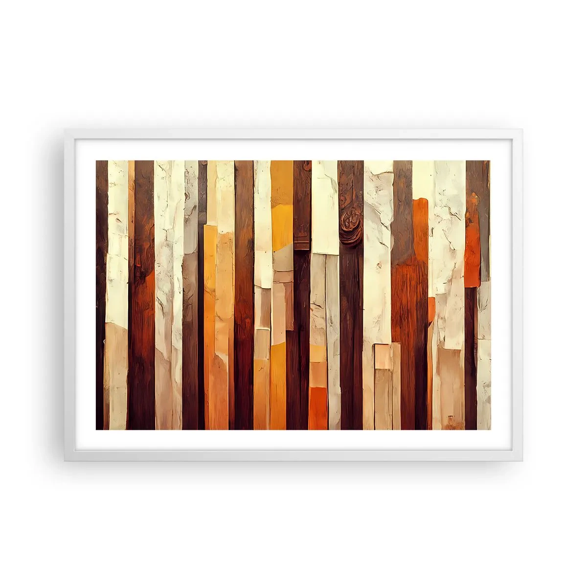 Plakat w białej ramie - Hymn leśnych drzew - 70x50 cm
