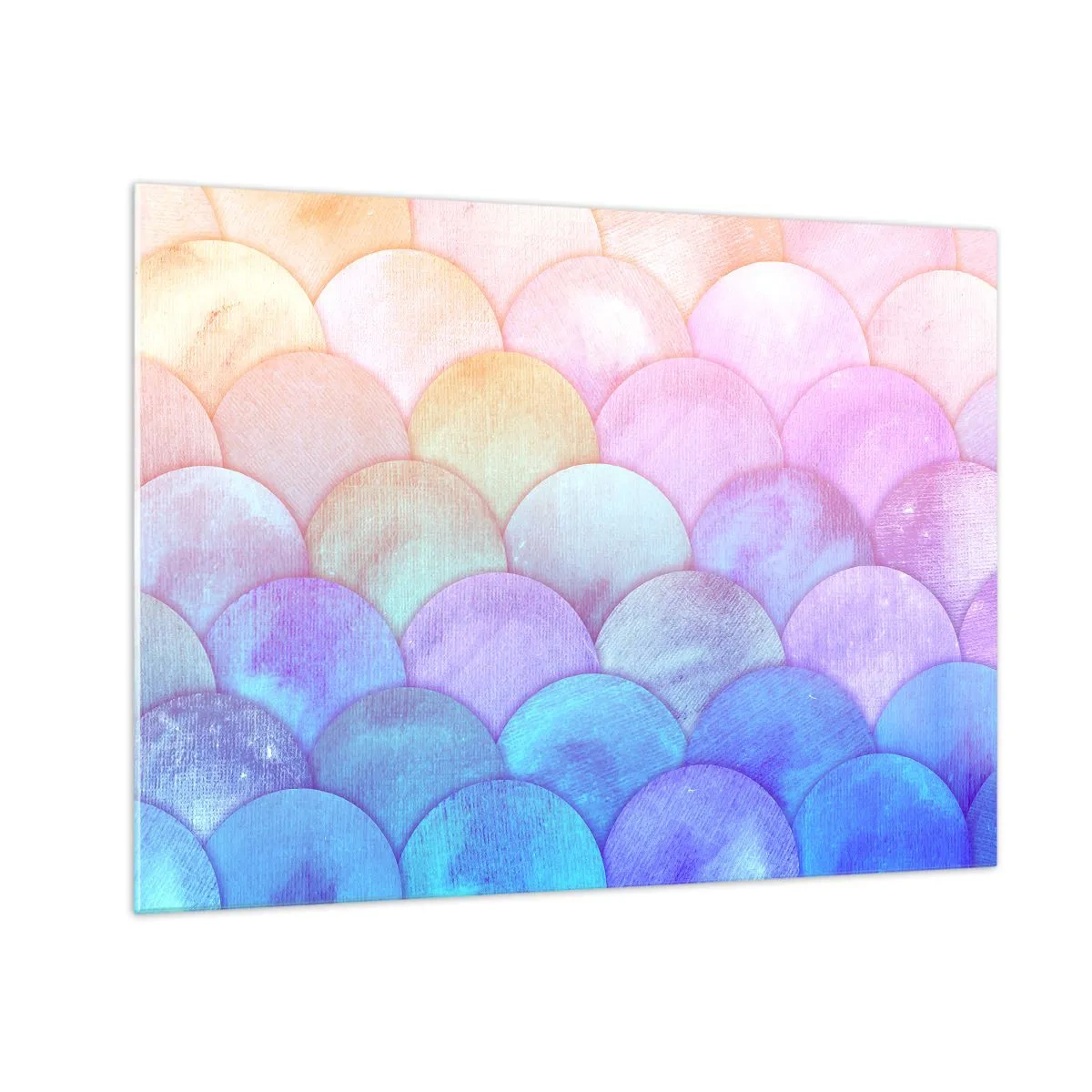 Obraz na szkle - Perłowe łuski w pastelowych odcieniach różu, błękitu i fioletu - 70x50cm - Perłowa łuska - Nowoczesna dekoracja ścienna do salonu i sypialni ARTTOR